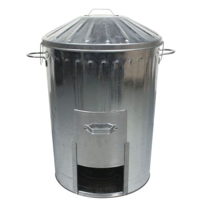 Galvanised Metal Dustbin With Door Hatch And Locking Lid