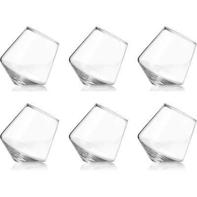 Lucenté 6PC Whiskey Cognac Spirits Rocking Unspillable Home Bar Glass - 230ml Capacity