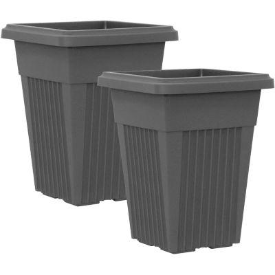 Pillar Style Tall Grey Plastic Planter Pots