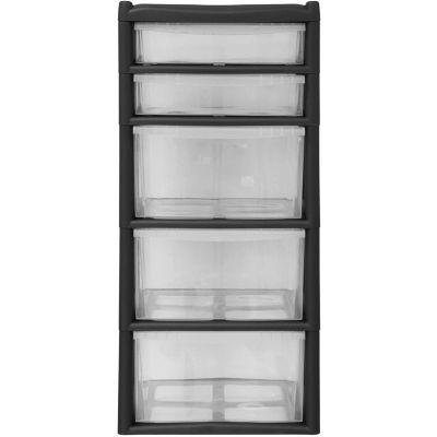 Extra Large 5 Drawer Plastic Tower Storage