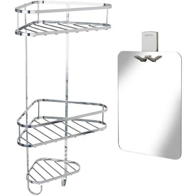 3 Tier Chrome Plated Shower Caddy with Razor Holder