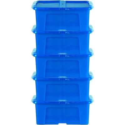 24 Litre Blue Stackable Plastic Storage Boxes