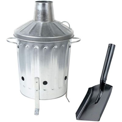 Metal Incinerator Fire Burning Bin for Wood Paper Leaves + Ash Shovel