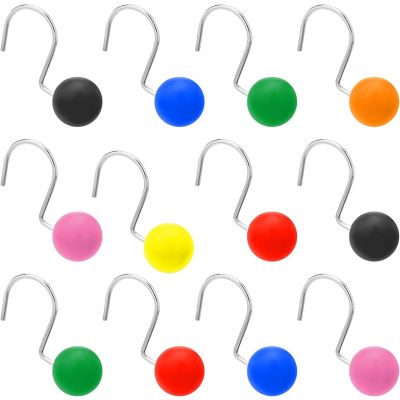 Multicolour Rainbow Sphere Balls Retro Novelty Stainless Steel Shower Curtain Hooks