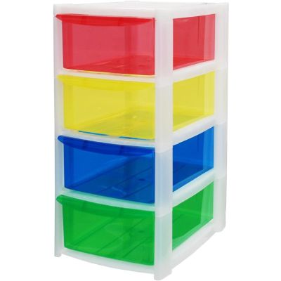 Small Plastic 4 Drawer Tower Storage Units