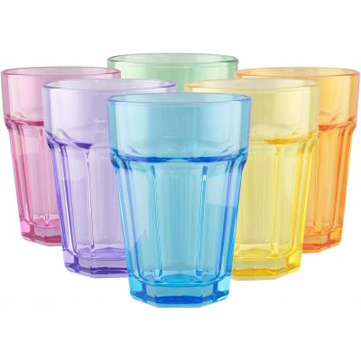Rainbow Coloured Retro American Diner Style Drinking Glass Tumblers