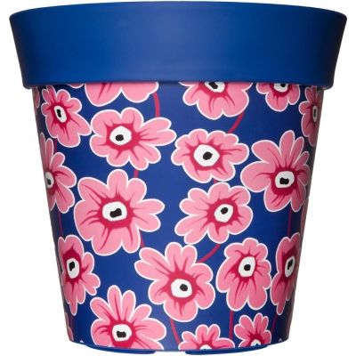 Blue Pink Floral Plant Pot  Planter