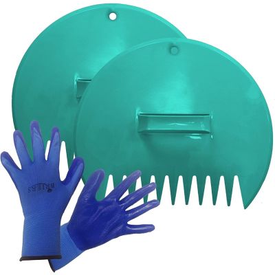  Durable Plastic Leaf Scoop Set & Weed Gardening Gloves