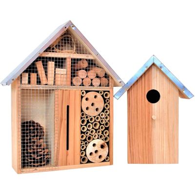 simpaoutdoor Bug Hotel & Bird Box Combo