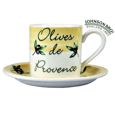 Olives De Provence Porcelain Coffee Cup & Saucer Set Johnson Bros Ware