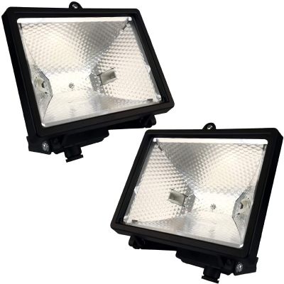 Black Outdoor Halogen Home Security Floodlights