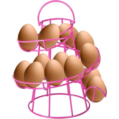 Vintage Helter Skelter Spiral Egg Basket Storage Holder Stand with Carry Handle