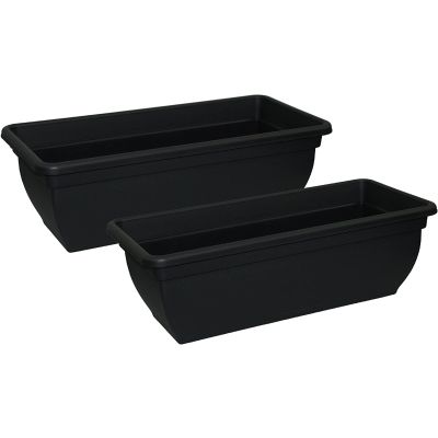 Winchester Ebony Black Plastic Trough Planter