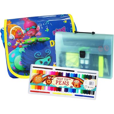 Back to School Bundle - Basic Junior Messenger Bag Stationery Set and Felt Tip Pens