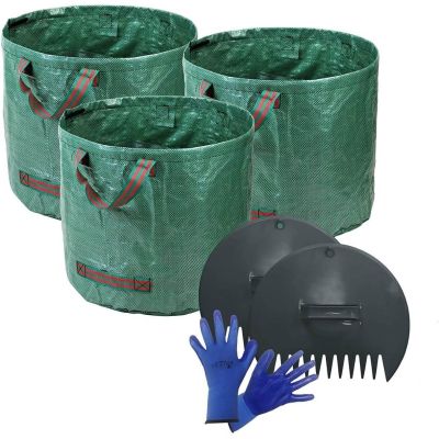 Durable PP Woven Fabric Garden Bags - Includes Leaf Scoop & Gloves