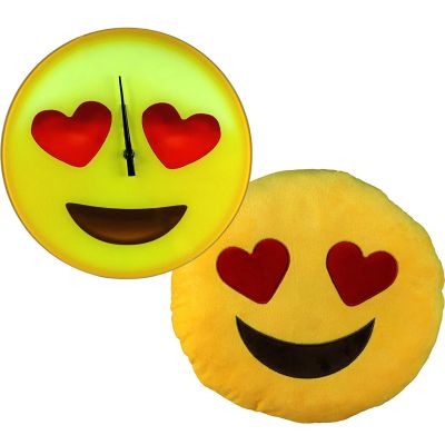 Moji 2PC Emoji Clock & Noisy Cushion Set 