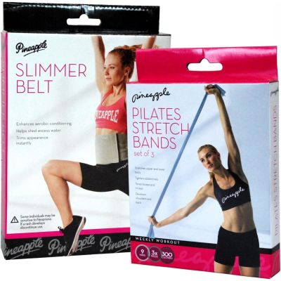 Slimmer Belt & Set of 3 Pilates Band Set Workout Combo Fitness Exercise