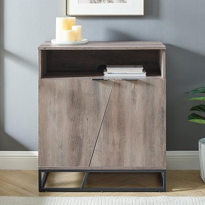 Contemporary Asymmetrical Angled Door Accent Cabinet 