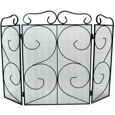 Chequers 3 Panel Folding Fire Guard Fire Screen Spark Flame Guard