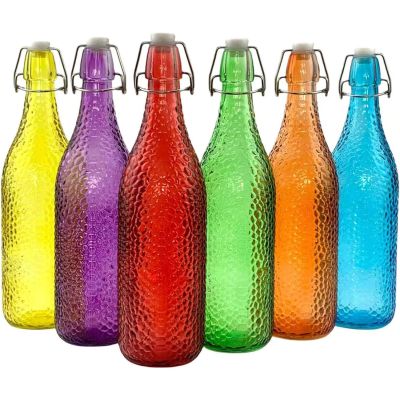 Vintage Style Mix Colour Glass Bottles with Swing Top Lids