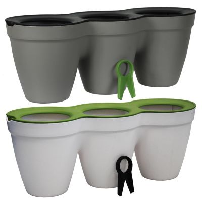 Mini Tri-Pot Planter Pot Duo Sets with Leaf Cutters