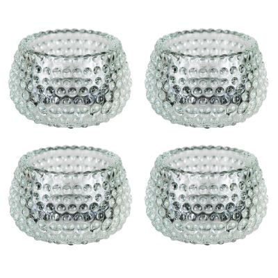 Lucenté Chunky Clear Glass Bubble Dots Tealight Candle Holder