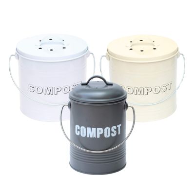 Vintage Style Compost Bin Caddy with Odour Absorbing Filter