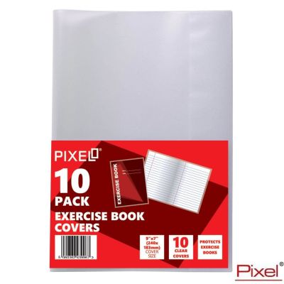 Pixel 9"X7"" Clear Exercise Book Covers Slip On Jackets - Pack Of 10"