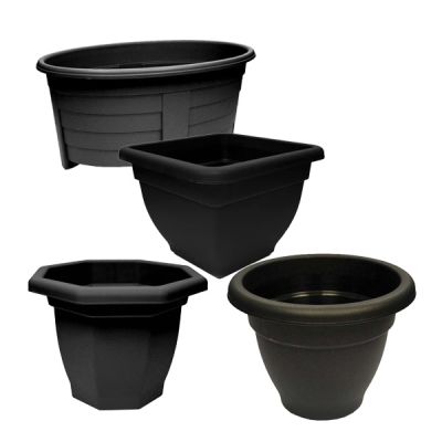 Ebony Black Plastic Garden Planter - Choice of Style