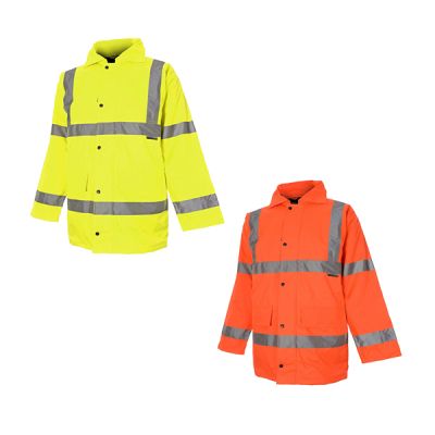 Hi Vis High Visibility 300D Quilted Waterproof 3/4 Length Parka Coats