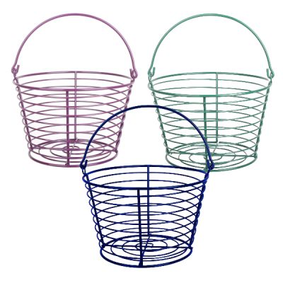 Country Farm Stye Strong Colour Metal Wire Egg Holder Stand Basket with Handle