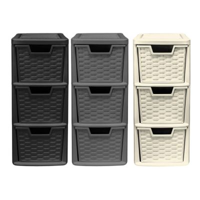 3 Drawer Medium Rattan Tower Units