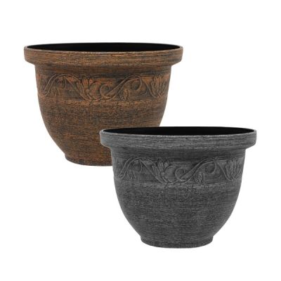 Kingscliffe Rustic Effect Plastic Planter Pots