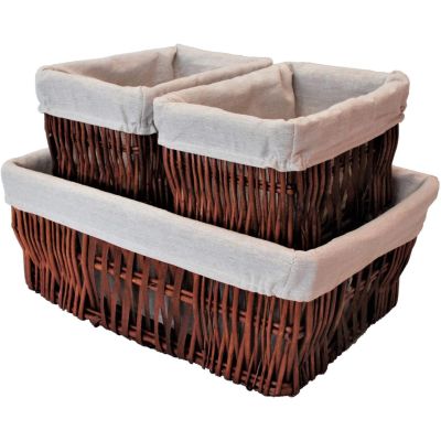 Natural Woven Wicker Storage Basket Set