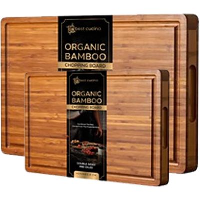 Organic Bamboo Pre-Oiled Double Sided Chopping Board Set