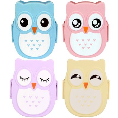  Kids Adults Bright Owl Shape Food Container Sealed Lunch Box 