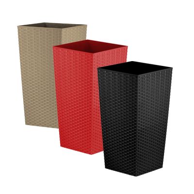 Tall Square Plastic Rattan Planters