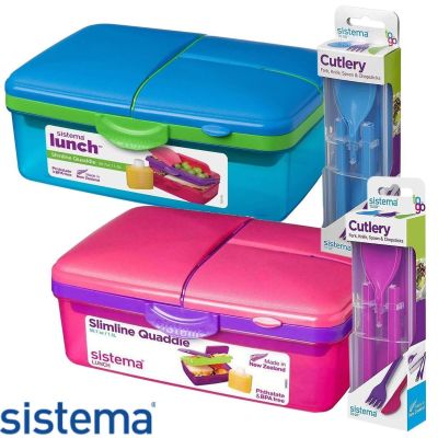 Sistema 1.5L Quaddie Lunchbox & Sistema To Go Cutlery Set