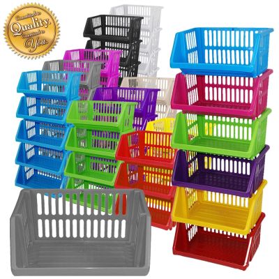 Multi Purpose Plastic Colour Storage Rack Stand Stackable Basket