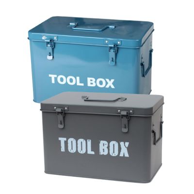 Metal Toolbox Retro Vintage Style Single Tray Tool Box with Lockable Lid