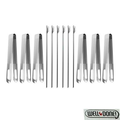 Well Done! Set Of 6 Tongs & Skewers