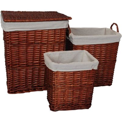 Natural Woven Basket Set: Laundry, Storage & Waste Paper Basket Set 