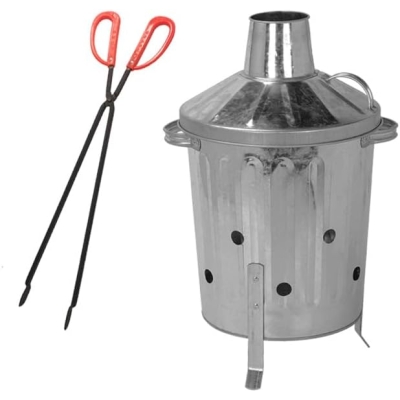 Galvanised Incinerator with Safety Fire Pit Tongs