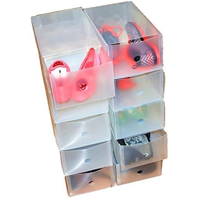 Stackable Plastic Ladies Shoes Storage Box Unit with Drawers