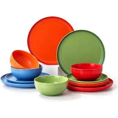 Elevare Assorted Colour Glazed Stoneware Dinner Set