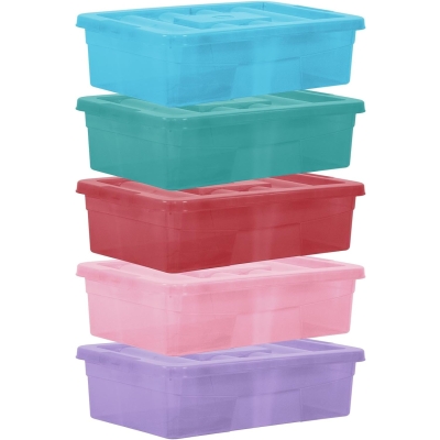 Simpa 5PC Assorted Colour 32L Underbed Storage Box Set