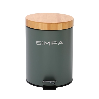 simpa Slim Soft-Closing Pedal Dustbin with Bamboo Lid