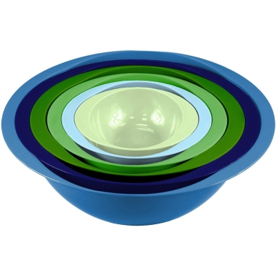 Colourful 6PC Nesting Plastic Mixing Bowls Set with Easy Grip Handles