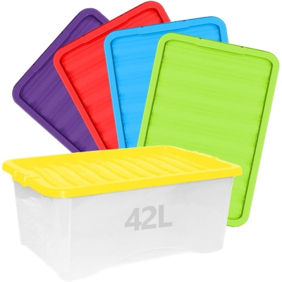 42L Clear Plastic Stackable Storage Boxes