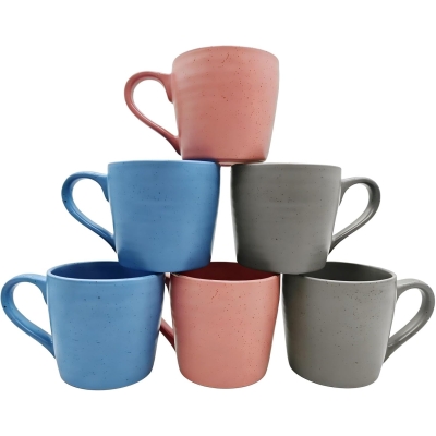 Ribbed Speckled Stoneware Mugs